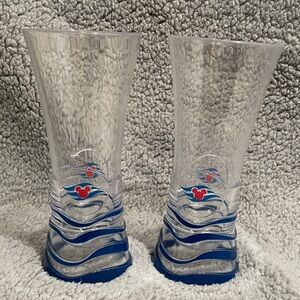 Disney Cruise plastic Blue Wave Design Glass Set